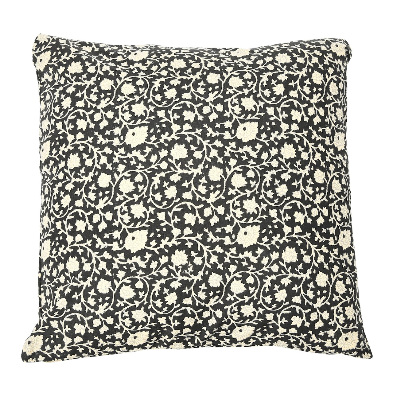 Hello Honey® Vintage Inspired Black and White Floral Block Pattern Throw Pillow